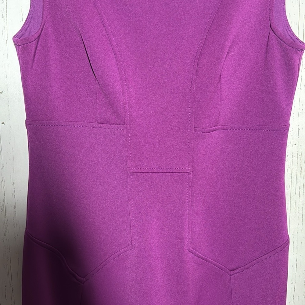 Maggy London Purple Scuba Bodycon Sheath Dress Exposed Zip Size 12 Career Office - Picture 2 of 4